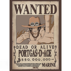 Fans Geek Store One Piece Portgas D. Ace chibi wanted poster on laminated paper with a 550 million berry bounty