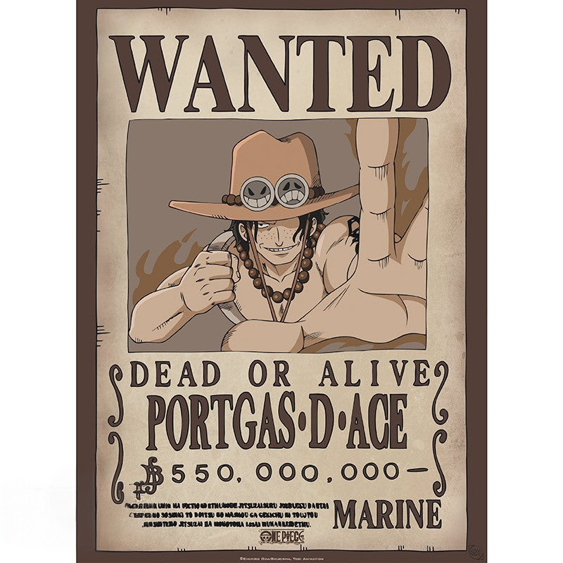 Fans Geek Store One Piece Portgas D. Ace chibi wanted poster on laminated paper with a 550 million berry bounty
