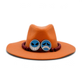 Fans Geek Store Portgas D. Ace cosplay hat in orange with iconic blue face badges and a beaded band