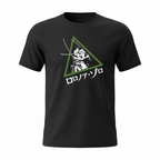Fans Geek Store black cotton unisex T-shirt featuring a white Roronoa Zoro graphic inside a green triangle