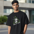 Fans Geek Store black unisex cotton T-shirt featuring a Roronoa Zoro graphic print in a green triangle