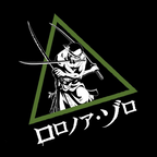 Fans Geek Store black cotton T-shirt featuring a white graphic of Roronoa Zoro from One Piece with swords