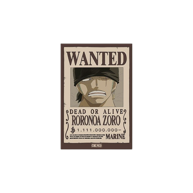 Fans Geek Store One Piece Roronoa Zoro Wanted poster magnet with a matte finish for metal surfaces
