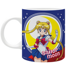 Fans Geek Store ceramic mug featuring Sailor Moon in front of a yellow crescent moon and starry night sky