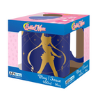 Fans Geek Store Sailor Moon ceramic mug in blue with gold foil silhouette and star details in its display box