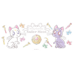 Fans Geek Store Sailor Moon ceramic mug featuring chibi Luna and Artemis cats with magical items and bows
