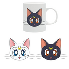 Fans Geek Store Sailor Moon ceramic mug featuring Luna and Artemis cat faces with crescent moon symbols