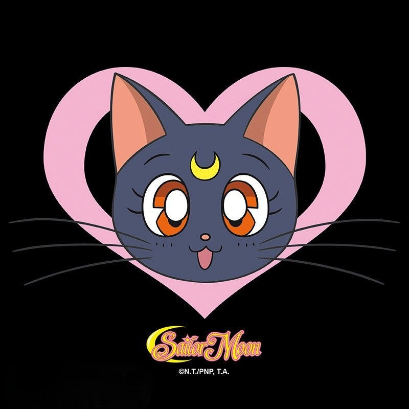 Fans Geek Store Sailor Moon Luna cat shoulder bag featuring a cute character face inside a pink heart graphic
