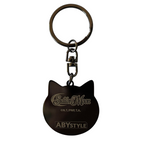 Fans Geek Store Sailor Moon Luna cat metal keychain with engraved logo and character silhouette