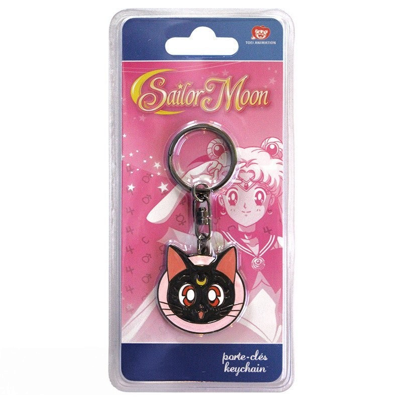 Fans Geek Store Sailor Moon Luna metal keychain in original pink branded packaging featuring Usagi Tsukino