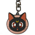 Fans Geek Store Sailor Moon Luna metal keychain featuring the black cat character with a yellow crescent moon symbol