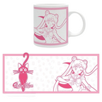 Fans Geek Store Sailor Moon and Luna ceramic mug featuring a pink line art design on a white background