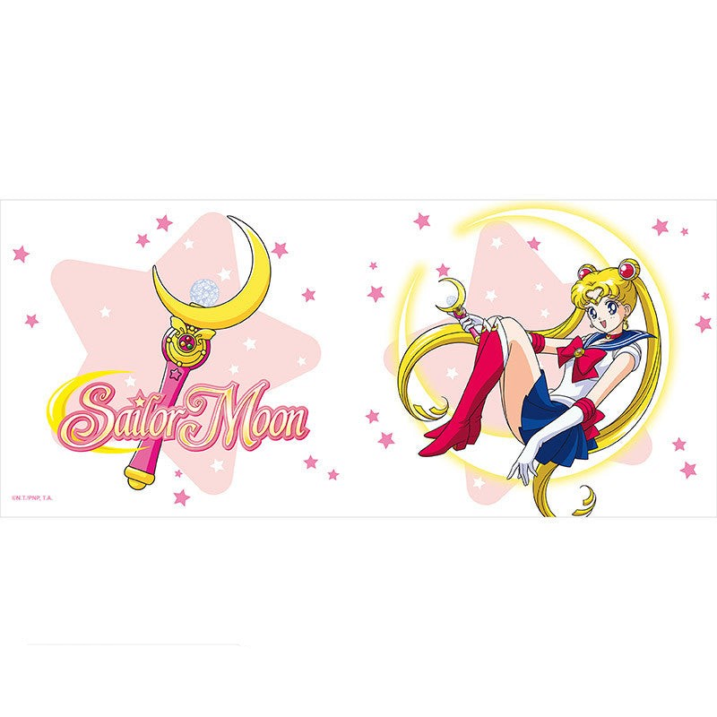 Fans Geek Store Sailor Moon ceramic mug design featuring Moon Stick and Sailor Moon character with pink stars
