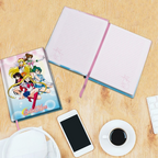 Fans Geek Store Sailor Moon A5 hardcover notebook featuring Sailor Warriors on the cover and Luna on lined pages