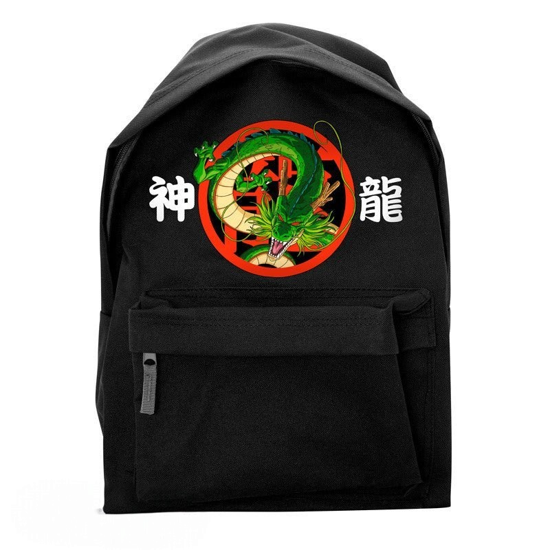 Fans Geek Store black polyester Dragon Ball Shenron backpack with front pocket and adjustable shoulder straps