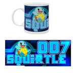 Fans Geek Store ceramic mug featuring Squirtle with a vibrant blue neon design and the number 007, 320ml capacity.