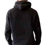 Fans Geek Store Game of Thrones House Stark black cotton blend hoodie worn by a man, back view