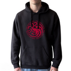 Fans Geek Store black Game of Thrones House Targaryen hoodie with red dragon emblem and kangaroo pocket