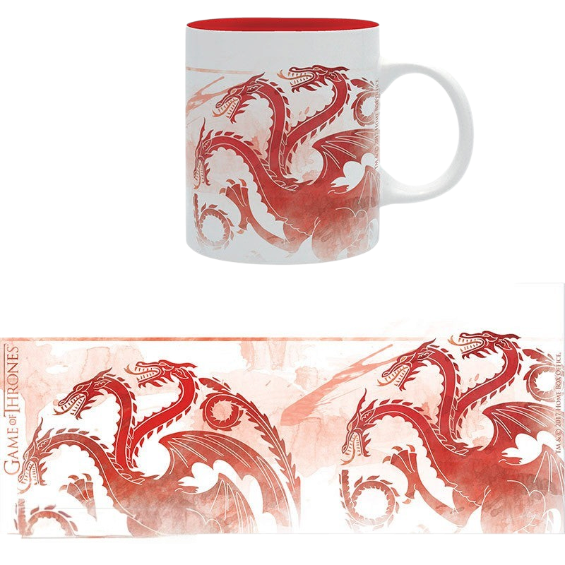 Fans Geek Store Game of Thrones House Targaryen ceramic mug with red three-headed dragon emblem and red interior