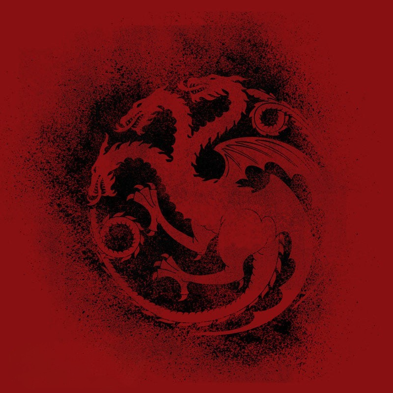 Fans Geek Store Game of Thrones House Targaryen red cotton t-shirt featuring a black three-headed dragon emblem