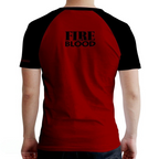 Fans Geek Store Game of Thrones House Targaryen men's red and black raglan t-shirt with Fire and Blood back print