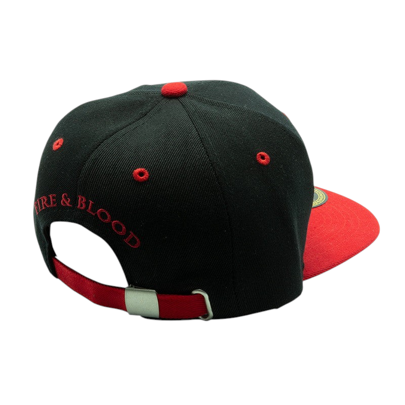 Fans Geek Store Game of Thrones House Targaryen snapback in black and red with Fire and Blood embroidery on the back