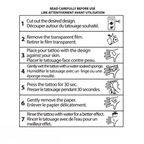 Fans Geek Store instruction guide for applying Dragon Ball temporary tattoos with seven illustrated steps