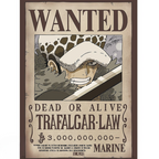 Fans Geek Store One Piece Trafalgar Law chibi Wanted poster on laminated paper with 3 billion berry bounty