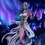 Fans Geek Store Tyrande Whisperwind 1/6 scale statue with LED lighting, detailed armor, and flowing priestess dress.