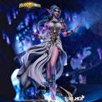 Fans Geek Store Tyrande Whisperwind 1/6 scale statue with LED lighting, detailed priestess dress, and dragon base.