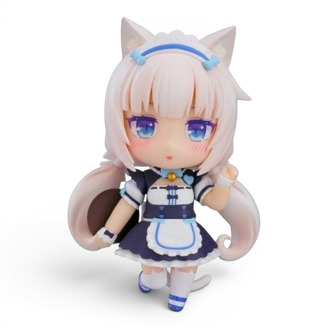 Fans Geek Store Nendoroid Vanilla action figure, 10cm, PVC/ABS, Sekai Connect Ver. with blue maid outfit and cat ears.