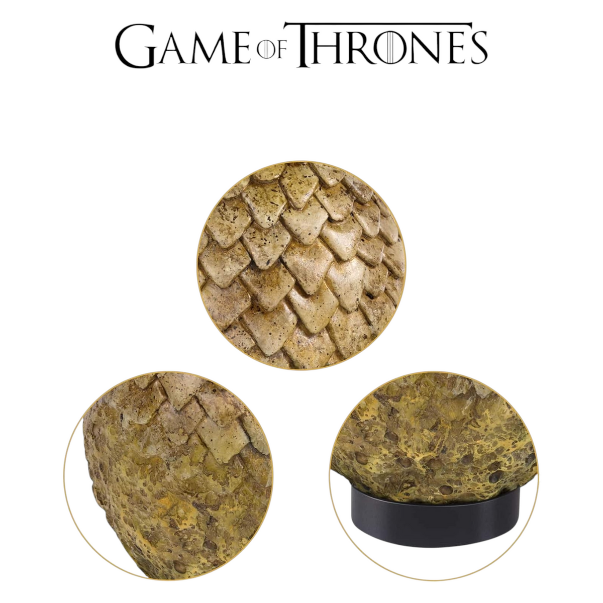 Fans Geek Store Game of Thrones Viserion dragon egg replica featuring detailed gold and cream textured scales