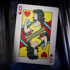 Fans Geek Store DC Comics Superman Queen of Hearts playing card with yellow, red, and blue design.