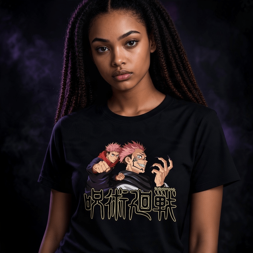 Itadori & Sukuna uniseks T-shirt – Jujutsu Kaisen zwart - Fans Geek Storeproduct_type#ABYstyle