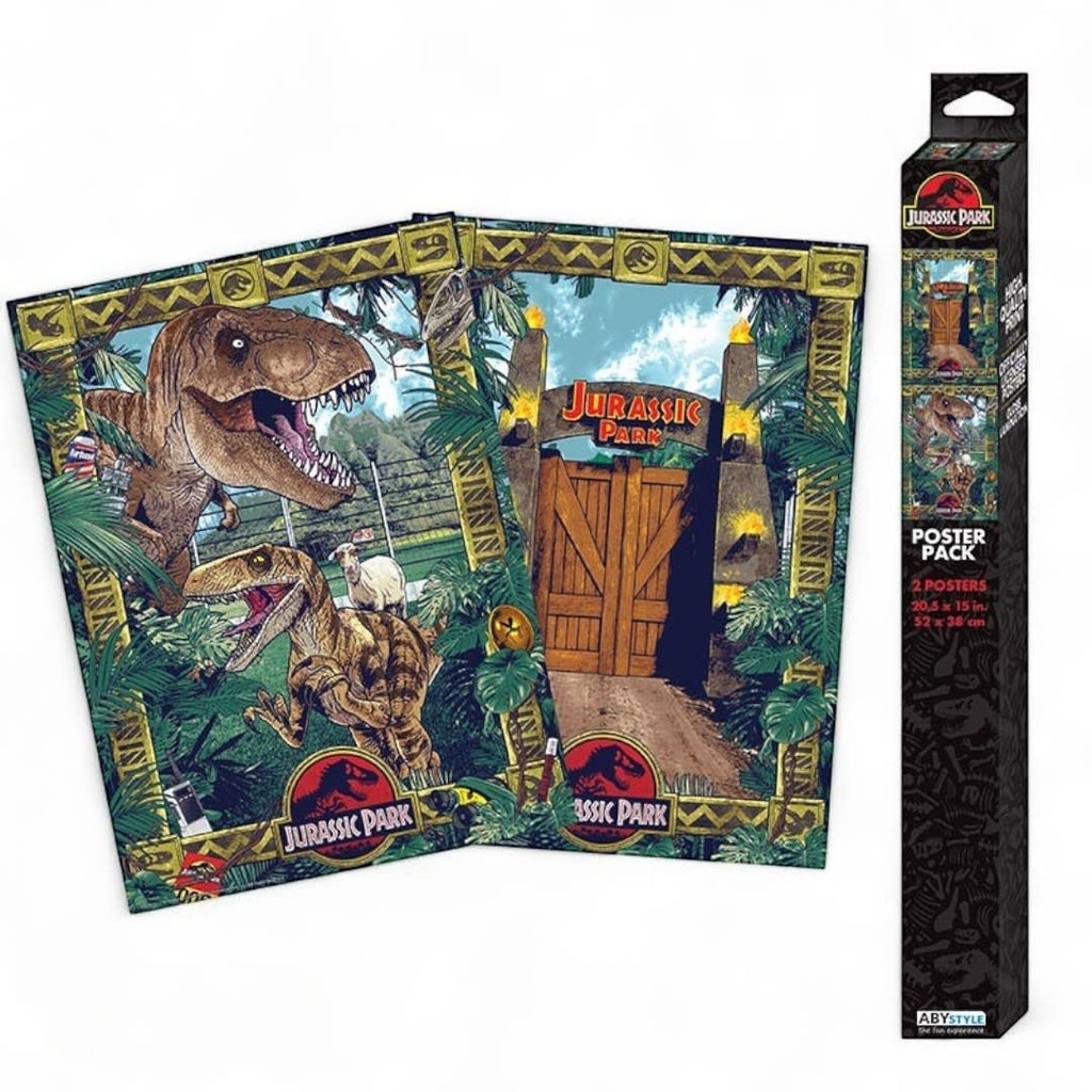 JURASSIC PARK - Set 2 Posters 52x38 - Gates and Biodiversity - Fans Geek Store