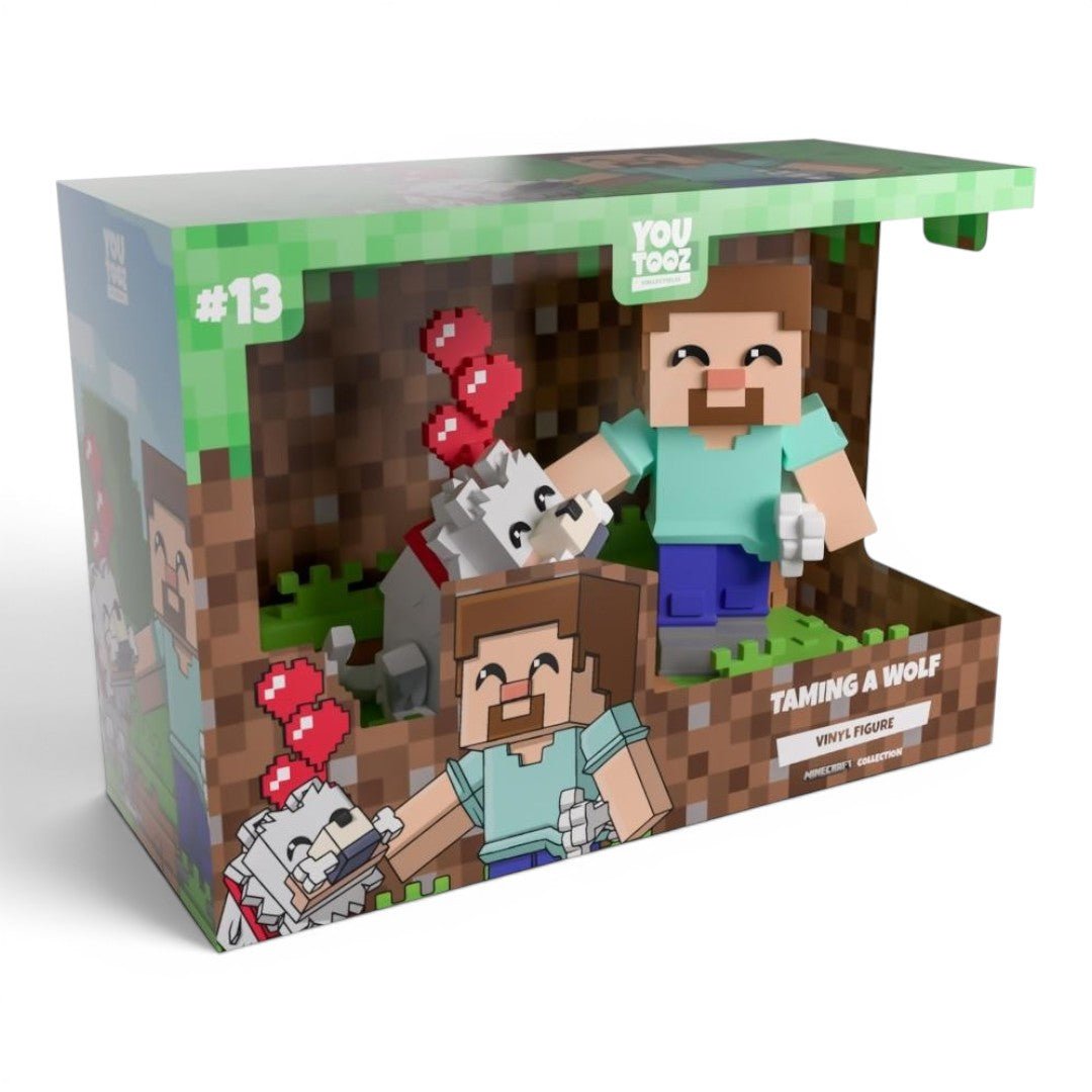Minecraft: Steve & Tamed Wolf Figuur 13 cm | YouTooz Collectibles - Fans Geek Storeproduct_typeYouTooz