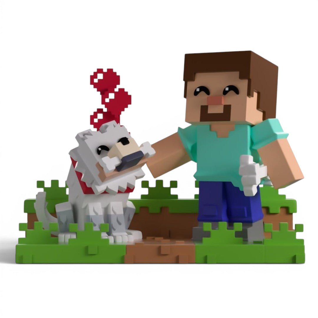 Minecraft: Steve & Tamed Wolf Figuur 13 cm | YouTooz Collectibles - Fans Geek Storeproduct_typeYouTooz