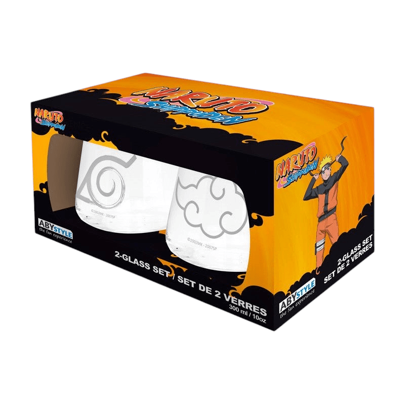 Naruto Shippuden Konoha & Akatsuki set van 2 glazen 300 ml - Fans Geek Storeproduct_type#ABYstyle