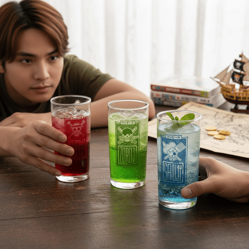 One Piece glazen set met Jolly Rogers van Luffy, Zoro en Sanji 290 ml - Fans Geek Storeproduct_type#ABYstyle