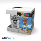 One Piece Karabijnhaak Mok Ace & Skull ABYstyle Rvs 235ml