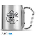 One Piece Karabijnhaak Mok Ace & Skull ABYstyle Rvs 235ml
