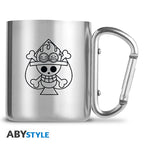 One Piece Karabijnhaak Mok Ace & Skull ABYstyle Rvs 235ml