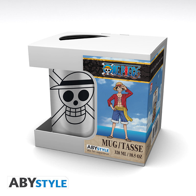 One Piece Mok Met Karabijnhaak Luffy & Skull ABYstyle RVS 235ml