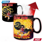 Fans Geek Store One Piece heat-sensitive ceramic mug showing Luffy and Kaido battle scene when filled with hot liquid