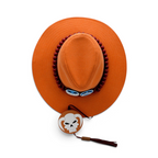 Fans Geek Store orange Portgas D. Ace cosplay hat with red bead band, skull badges, and hanging pirate emblem