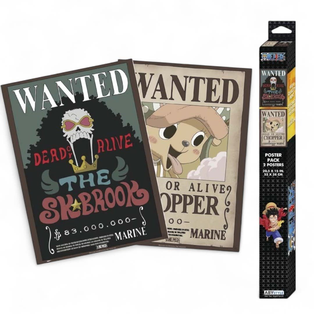 ONE PIECE - Set 2 Posters Chibi 52x38 - Wanted Chopper & Brook - Fans Geek Store