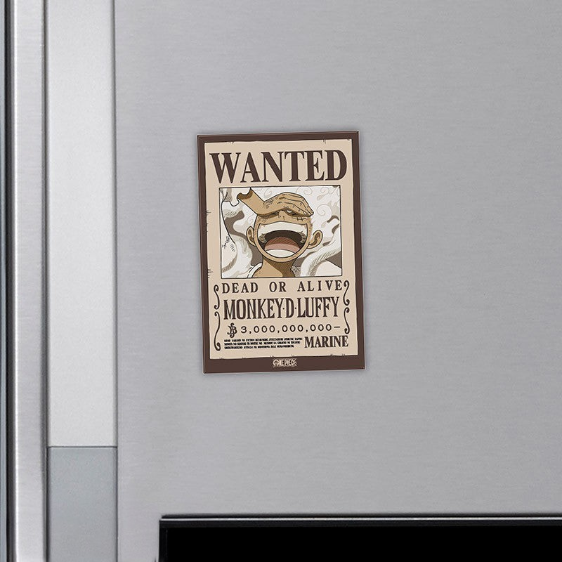 Fans Geek Store One Piece Monkey D Luffy Wanted poster magnet on a metal refrigerator surface