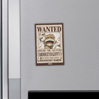 Fans Geek Store One Piece Monkey D Luffy Wanted poster magnet on a metal refrigerator surface
