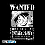 One Piece T-Shirt Unisex Wanted Luffy BW ABYstyle Katoen