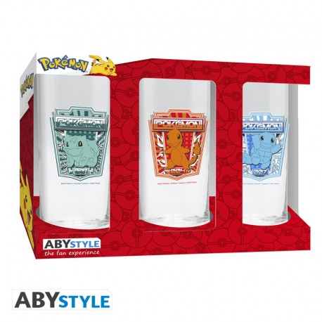 Pokémon Glazen Set Starters Kanto Glas 290ml 3 Stuks